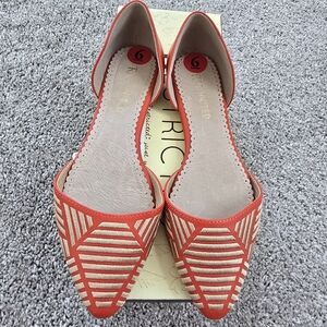 NWT Orange and Gold Pointy Toe Flats Size 6